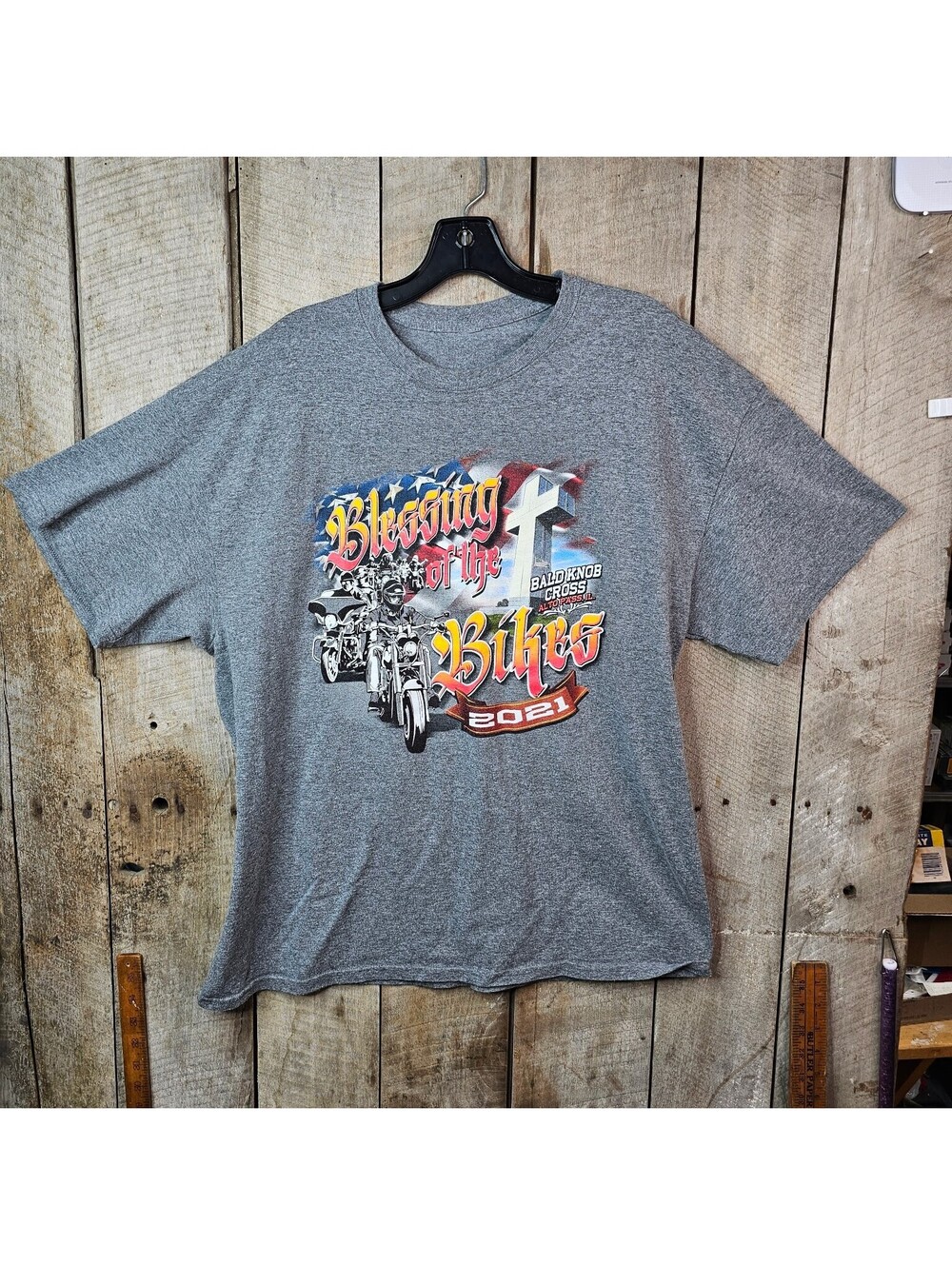 Blessing of the Bikes 2021 Bald Knob Cross Alto Pass IL T-Shirt Men's Gray XL